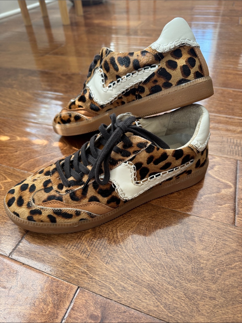 Dolce Vita Womens Leopard-Print Sneakers with White Accent